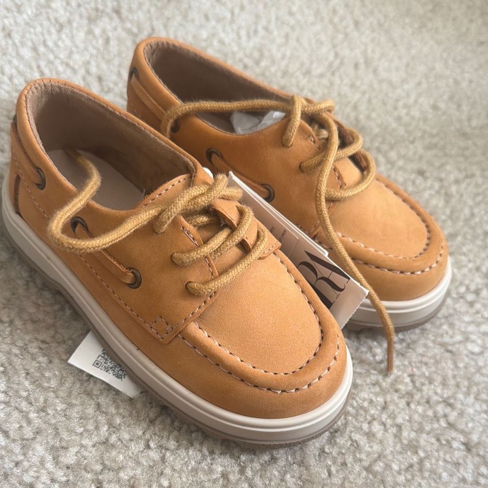Kids Tan Boat Shoes - Casual Lace-Up Loafers